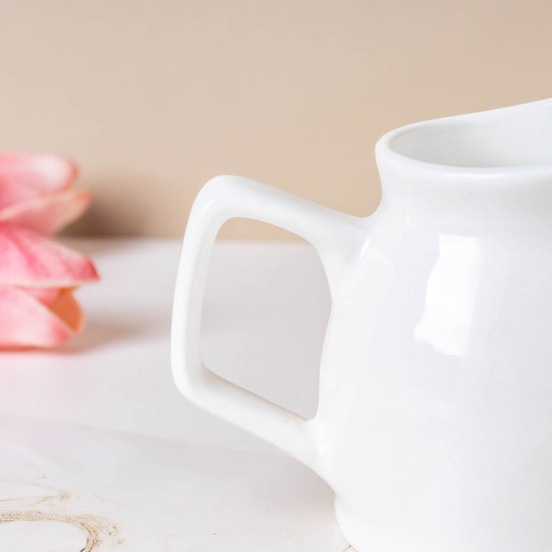 Serena White Truffle Milk Pot With Handle Large 200 ml - Coffee creamer, milk pot | Milk pot for Dining table & Home decor