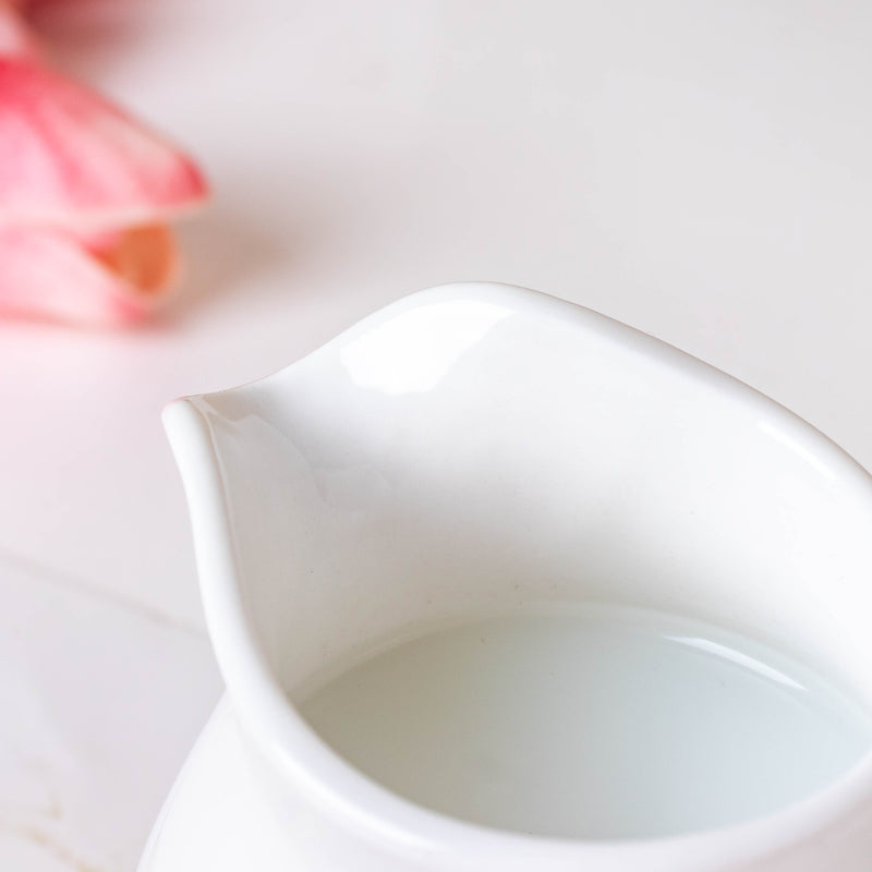 Serena White Truffle Milk Pot With Handle Large 200 ml - Coffee creamer, milk pot | Milk pot for Dining table & Home decor