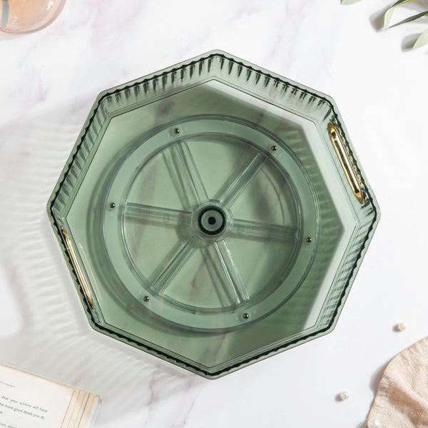 Serafina Octagon Rotating Tray Green 10 Inch