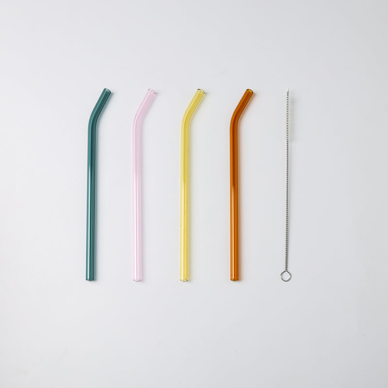 Bent Glass Straw Set of 4