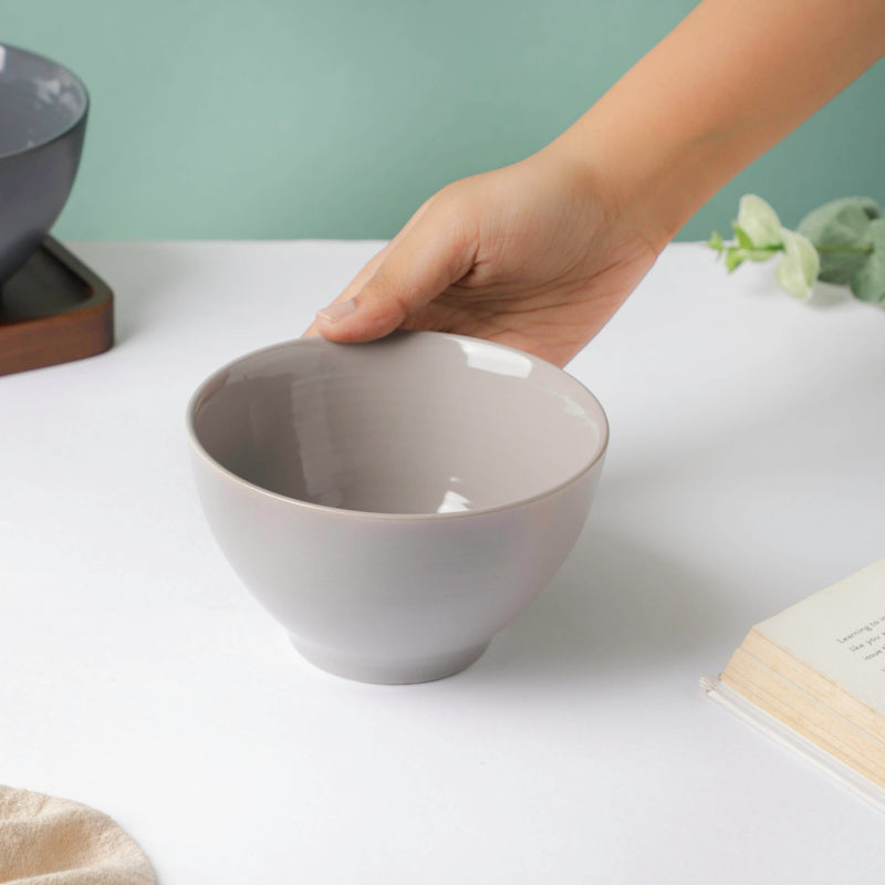 Adora Glossy Soup Bowl Grey 500ml - Bowl, soup bowl, ceramic bowl, snack bowls, curry bowl, popcorn bowls | Bowls for dining table & home decor