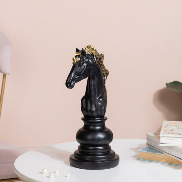 Knight Horse Chess Piece Decor Black 10 Inch - Showpiece | Home decor item | Room decoration item