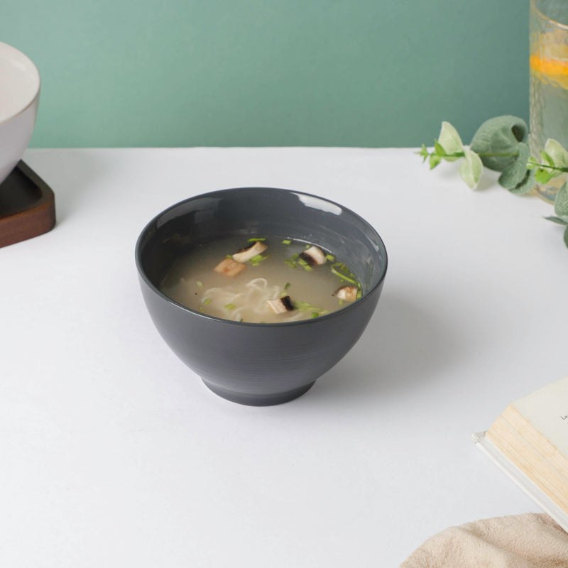 Adora Glossy Soup Bowl Black 500ml - Bowl, soup bowl, ceramic bowl, snack bowls, curry bowl, popcorn bowls | Bowls for dining table & home decor