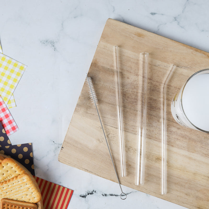Crystal Clear Glass Straw Set of 3