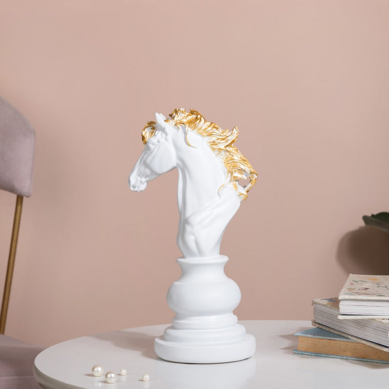 Knight Horse Chess Piece Decor White 10 Inch - Showpiece | Home decor item | Room decoration item