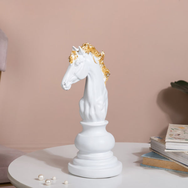 Knight Horse Chess Piece Decor White 10 Inch - Showpiece | Home decor item | Room decoration item
