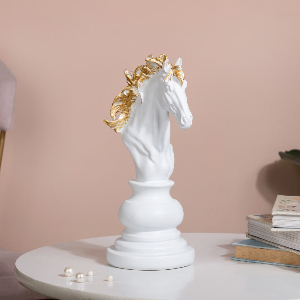 Knight Horse Chess Piece Decor White 10 Inch