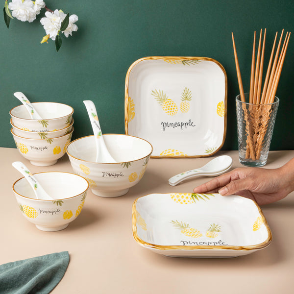 Pineapple 16 piece Soup Set For 4