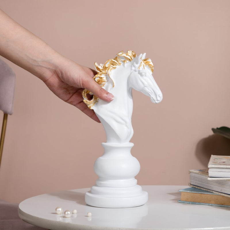 Knight Horse Chess Piece Decor White 10 Inch - Showpiece | Home decor item | Room decoration item