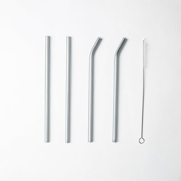 Assorted Glass Straw Set of 4