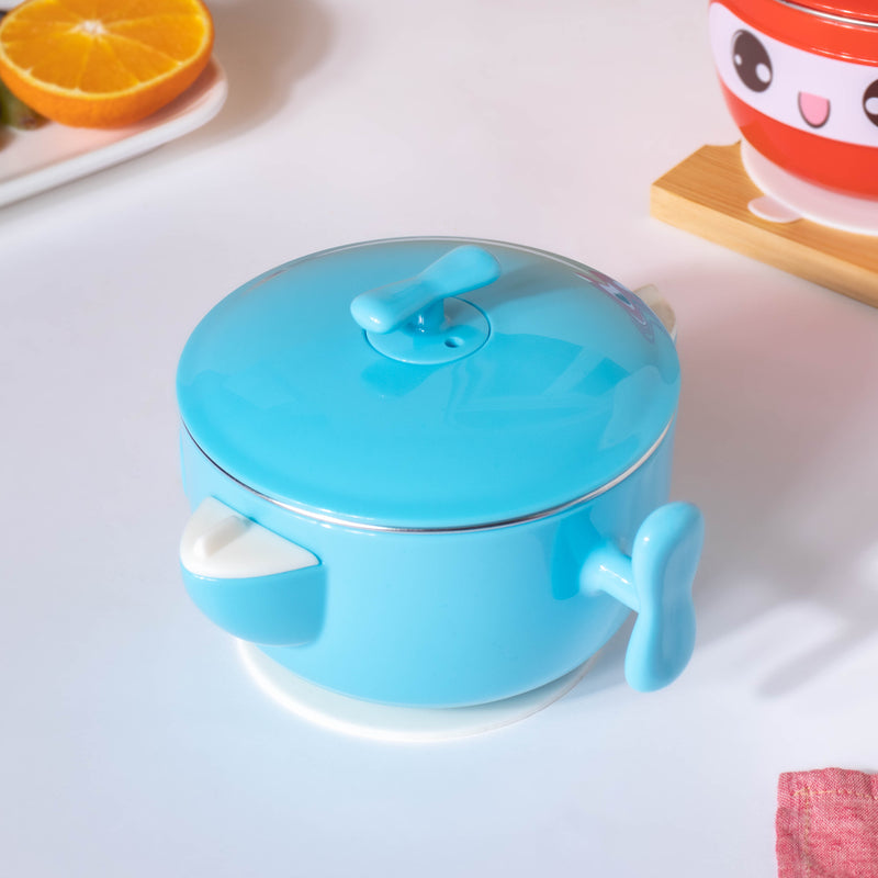 Tellytubby Stay Warm Steel Bowl With Suction Base Blue 300 ml - Kids Lunch Box