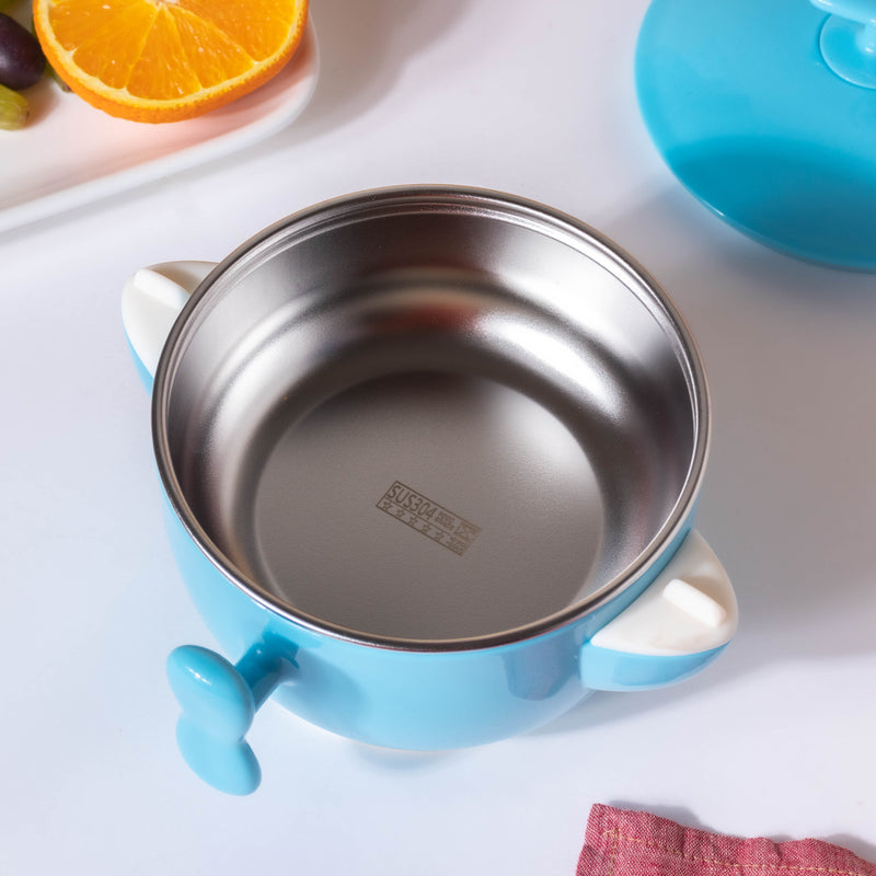 Tellytubby Stay Warm Steel Bowl With Suction Base Blue 300 ml - Kids Lunch Box