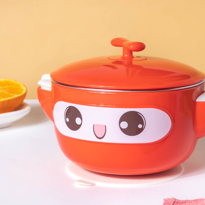 Airtight Stay Warm Steel Bowl With Suction Base Red 300 ml - Kids Lunch Box