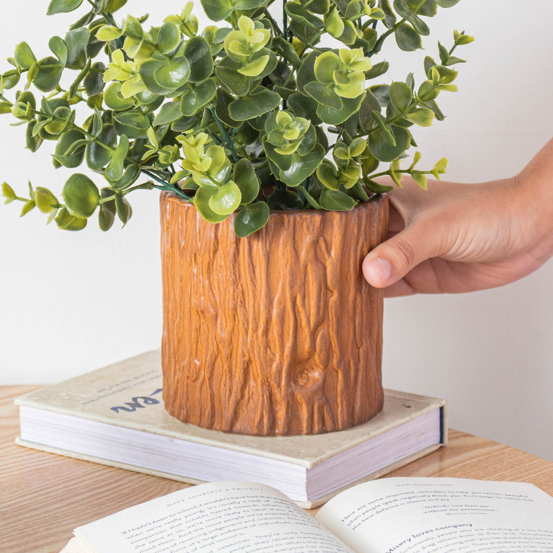 Bark Caramel Vase - Flower vase for home decor, office and gifting | Home decoration items