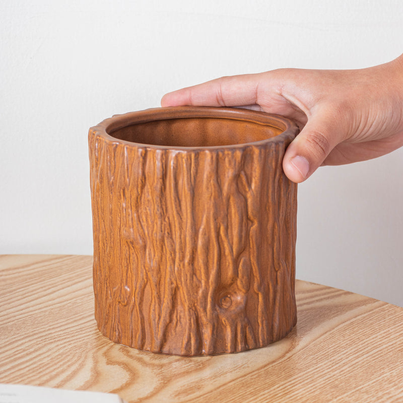 Bark Caramel Vase - Flower vase for home decor, office and gifting | Home decoration items