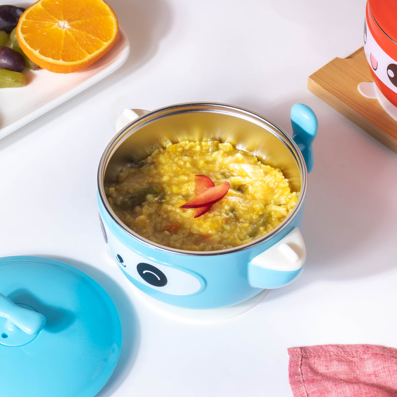 Tellytubby Stay Warm Steel Bowl With Suction Base Blue 300 ml - Kids Lunch Box