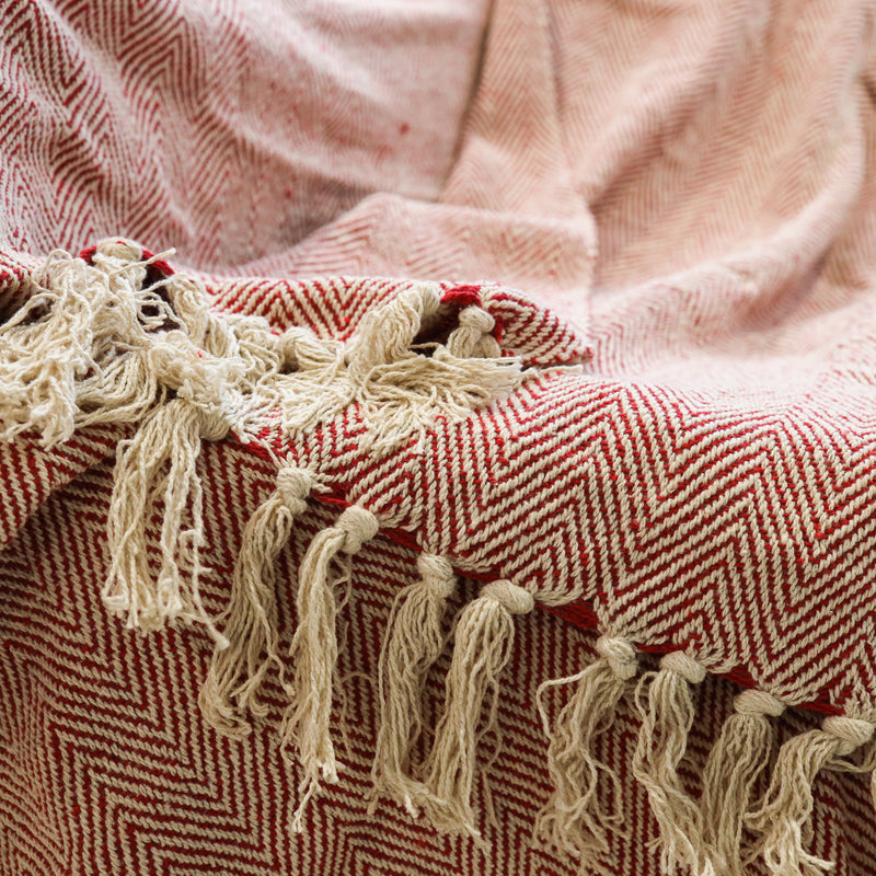 Chevron Cotton Throw Red