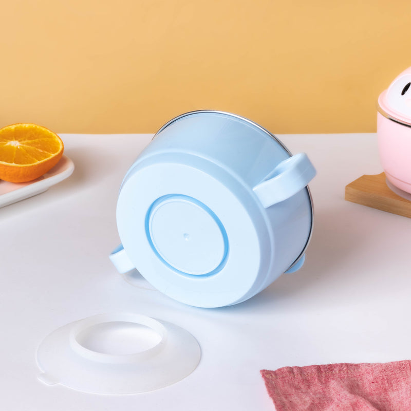 Penguin Feeding Steel Bowl With Anti-Slip Base Blue 400 ml - Kids Lunch Box
