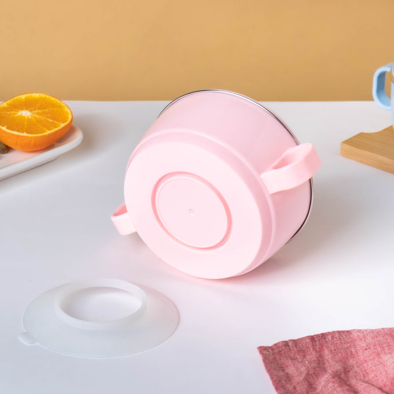Penguin Feeding Steel Bowl With Anti-Slip Base Pink 400 ml - Kids Lunch Box