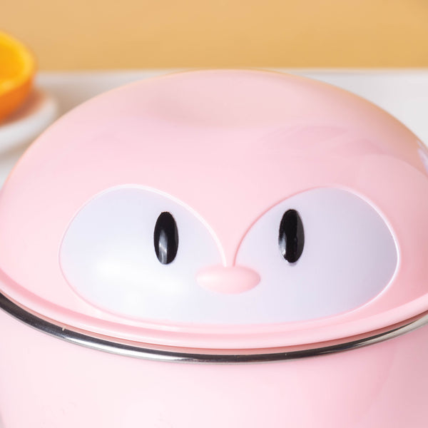 Penguin Feeding Steel Bowl With Anti-Slip Base Pink 400 ml - Kids Lunch Box