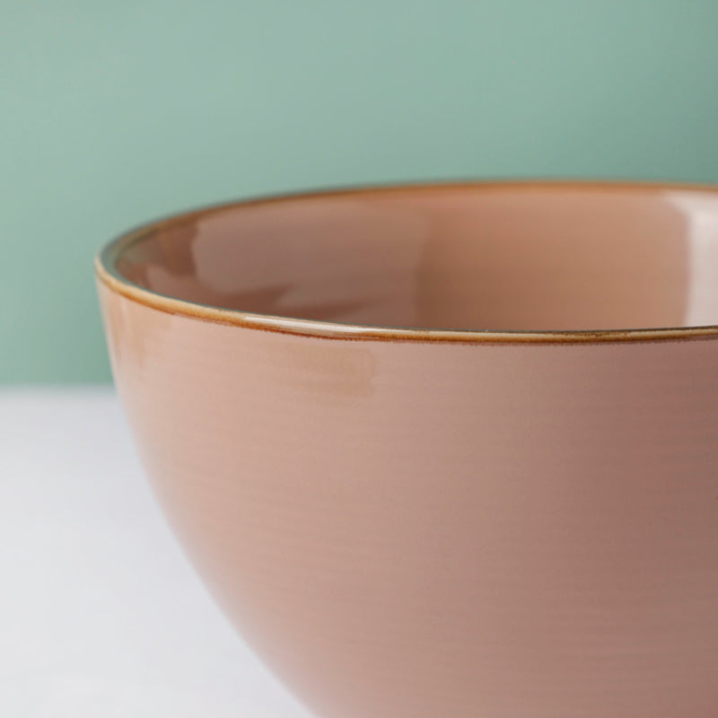 Adora Rimmed Glossy Soup Bowl Pink 550ml - Bowl, soup bowl, ceramic bowl, snack bowls, curry bowl, popcorn bowls | Bowls for dining table & home decor