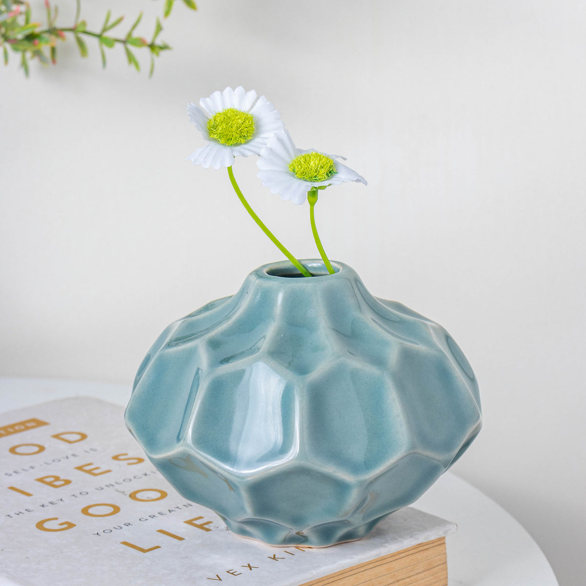 Teal Flower Vase
