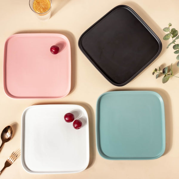 Square Pink Ceramic Dinner Plate - Serving plate, rice plate, ceramic dinner plates| Plates for dining table & home decor