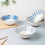 Umai Linear Ceramic Ramen Bowl Blue And White 900 ml - Soup bowl, ceramic bowl, ramen bowl, serving bowls, salad bowls, noodle bowl | Bowls for dining table & home decor