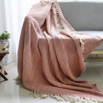 Chevron Cotton Throw Red