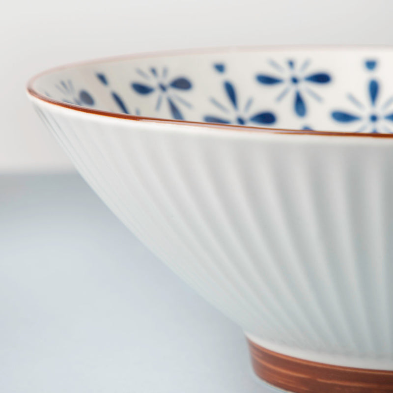 Umai Autumn Floral Ceramic Ramen Bowl Blue And White 900 ml - Soup bowl, ceramic bowl, ramen bowl, serving bowls, salad bowls, noodle bowl | Bowls for dining table & home decor