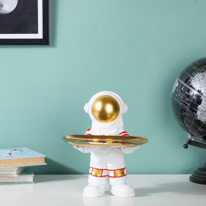 Astronaut Decor Showpiece With Trinket Tray 9 Inch - Showpiece | Home decor item | Room decoration item