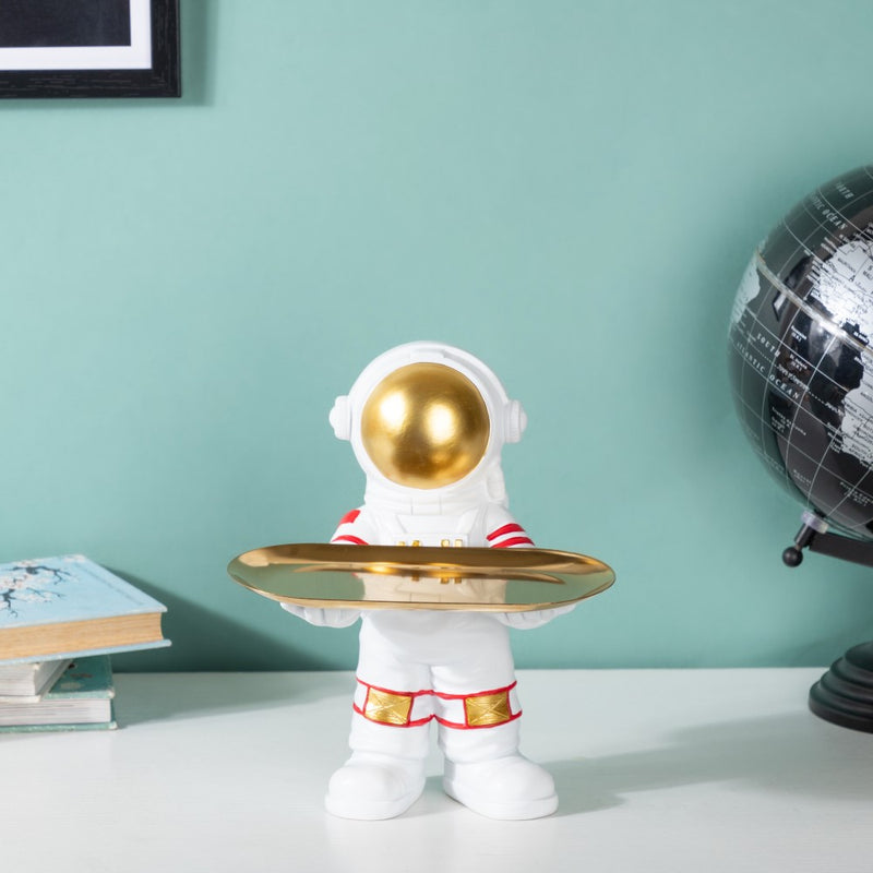 Astronaut Decor Showpiece With Trinket Tray 9 Inch - Showpiece | Home decor item | Room decoration item