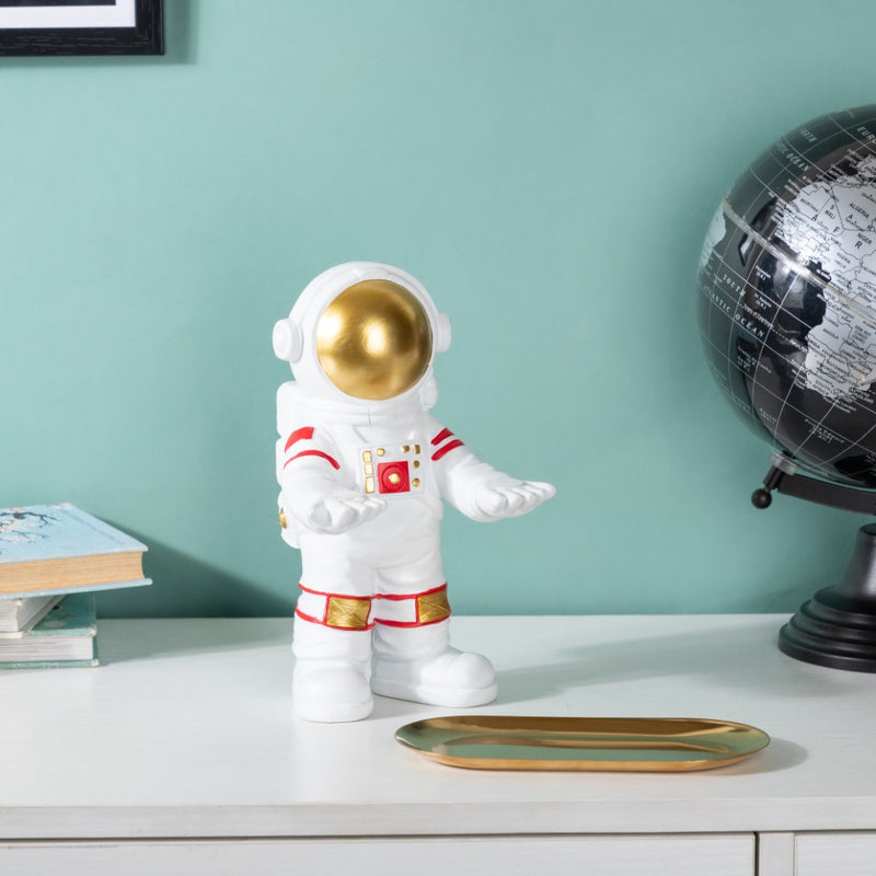 Astronaut Decor Showpiece With Trinket Tray 9 Inch - Showpiece | Home decor item | Room decoration item