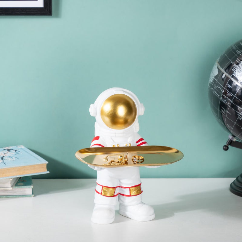 Astronaut Decor Showpiece With Trinket Tray 9 Inch - Showpiece | Home decor item | Room decoration item