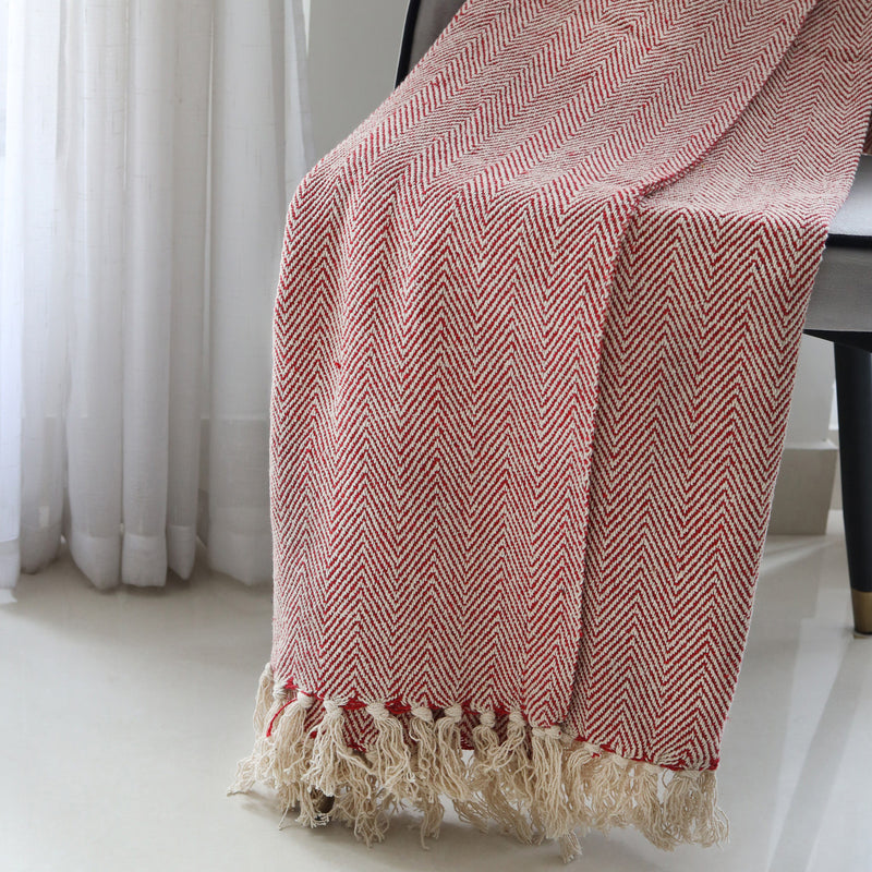 Chevron Cotton Throw Red