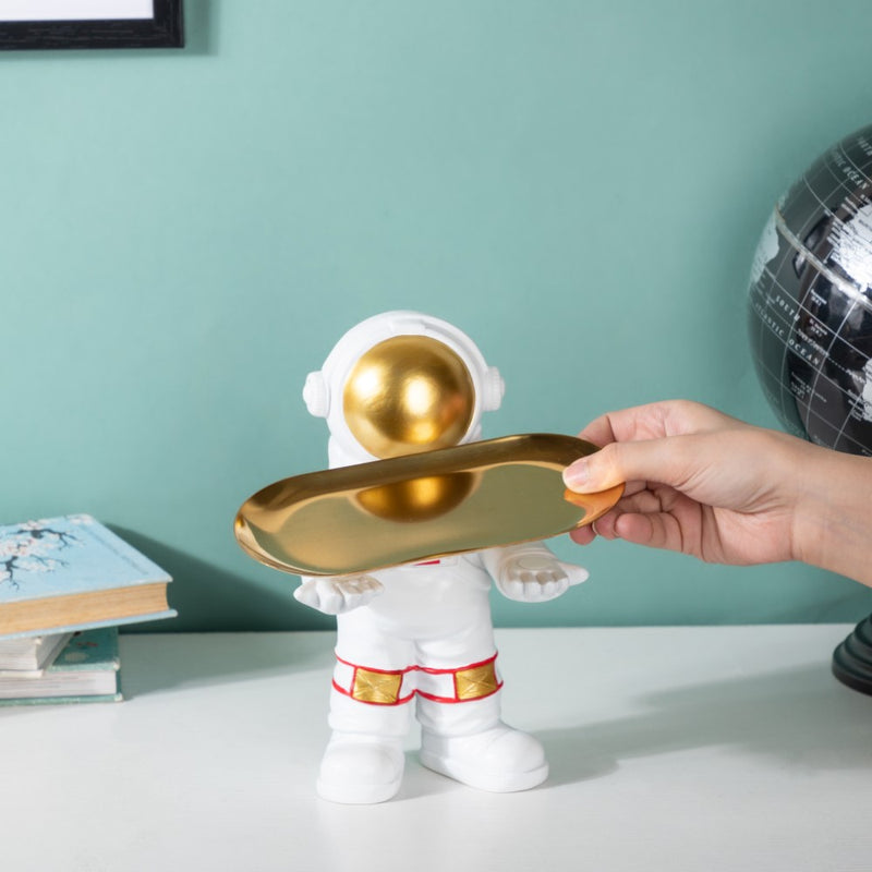 Astronaut Decor Showpiece With Trinket Tray 9 Inch - Showpiece | Home decor item | Room decoration item