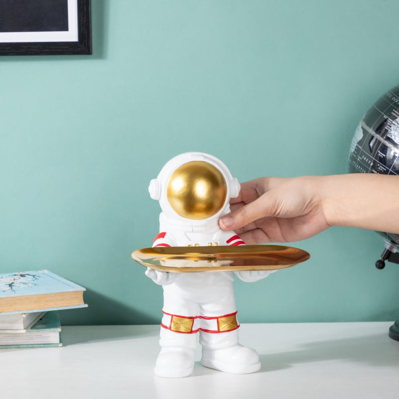 Astronaut Decor Showpiece With Trinket Tray 9 Inch - Showpiece | Home decor item | Room decoration item