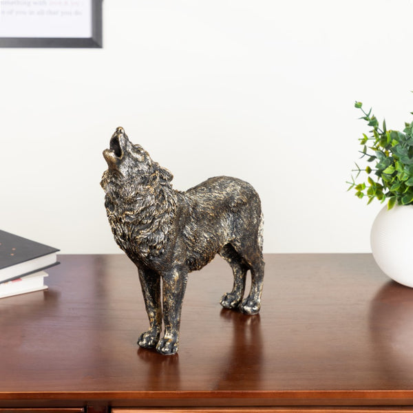 Antique Howling Wolf Showpiece 9 Inch