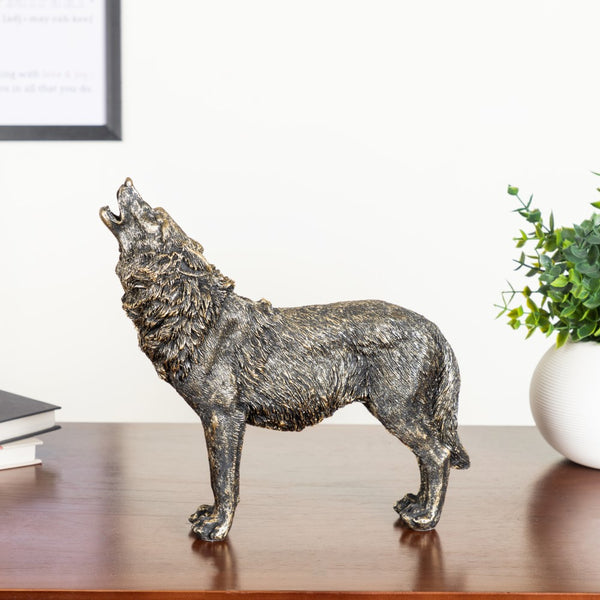 Antique Howling Wolf Showpiece 9 Inch