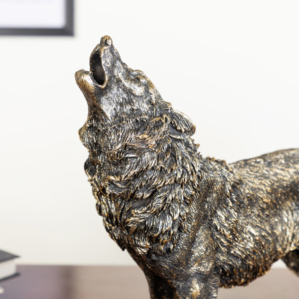 Antique Howling Wolf Showpiece 9 Inch