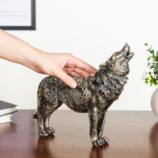 Antique Howling Wolf Showpiece 9 Inch