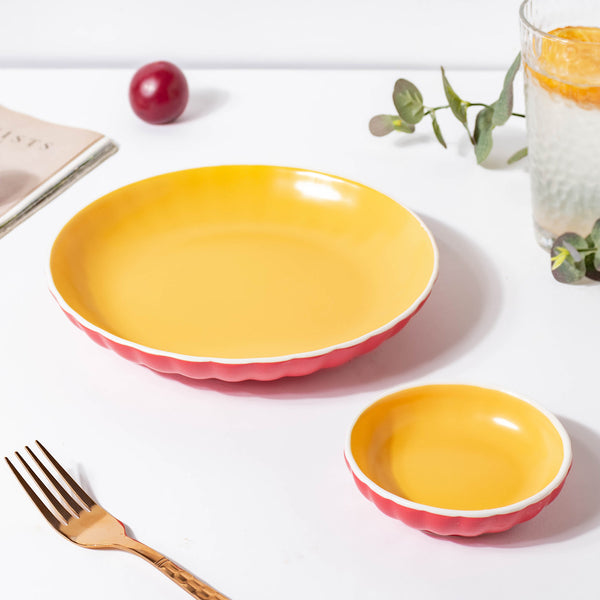 Chrome Snack Plate Red 7.5 inch - Serving plate, snack plate, dessert plate | Plates for dining & home decor