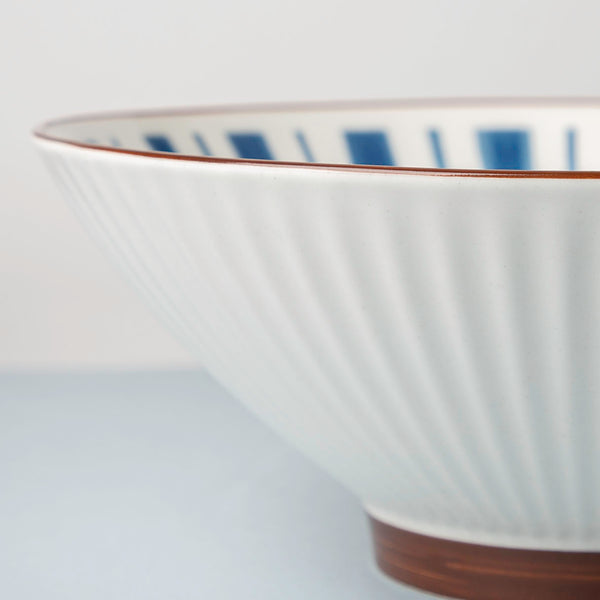 Umai Linear Ceramic Ramen Bowl Blue And White 900 ml
