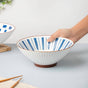 Umai Linear Ceramic Ramen Bowl Blue And White 900 ml - Soup bowl, ceramic bowl, ramen bowl, serving bowls, salad bowls, noodle bowl | Bowls for dining table & home decor