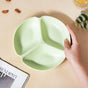 Ceramic Round Section Plate Green - Serving plate, snack plate, momo plate, plate with compartment | Plates for dining table & home decor