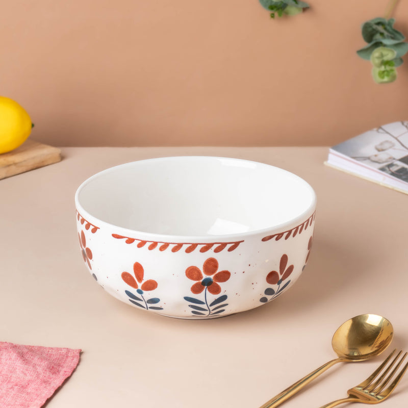 Carmella Floral Ceramic Serving Bowl 1.5 L - Bowl, ceramic bowl, serving bowls, noodle bowl, salad bowls, bowl for snacks, large serving bowl | Bowls for dining table & home decor