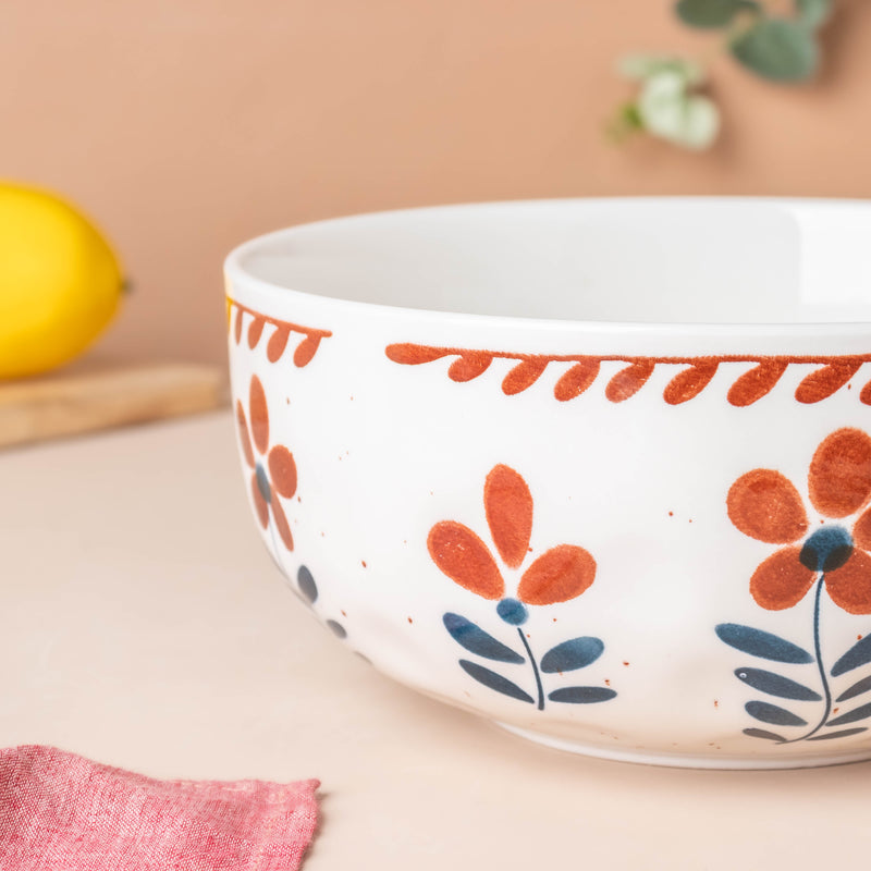 Carmella Floral Ceramic Serving Bowl 1.5 L - Bowl, ceramic bowl, serving bowls, noodle bowl, salad bowls, bowl for snacks, large serving bowl | Bowls for dining table & home decor