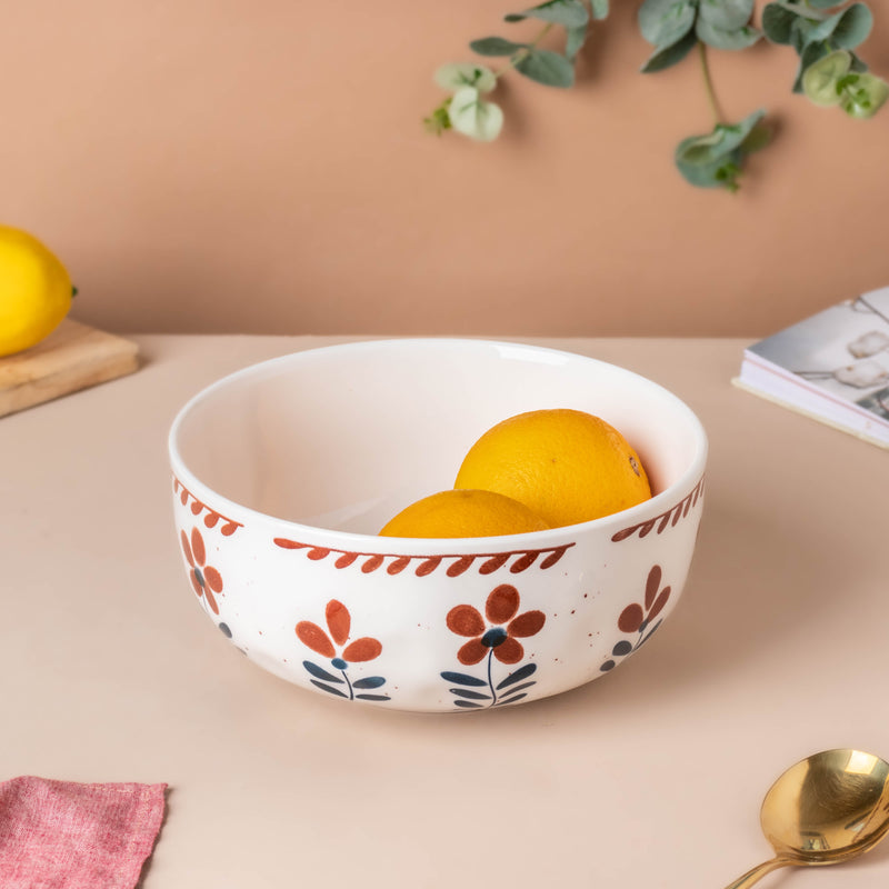 Carmella Floral Ceramic Serving Bowl 1.5 L - Bowl, ceramic bowl, serving bowls, noodle bowl, salad bowls, bowl for snacks, large serving bowl | Bowls for dining table & home decor