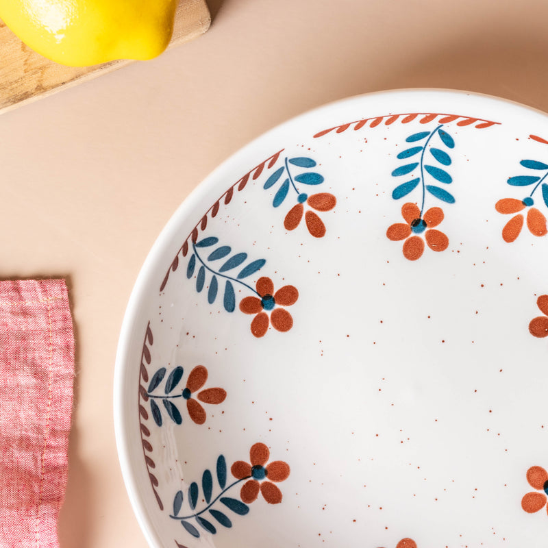 Carmella Floral Ceramic Pasta Plate - Serving plate, pasta plate, lunch plate, deep plate | Plates for dining table & home decor
