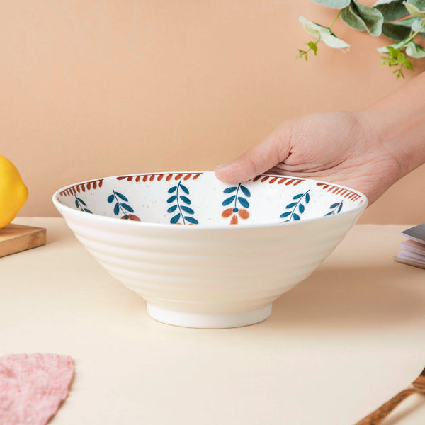 Carmella Floral Ceramic Ramen Bowl 900 ml - Soup bowl, ceramic bowl, ramen bowl, serving bowls, salad bowls, noodle bowl | Bowls for dining table & home decor